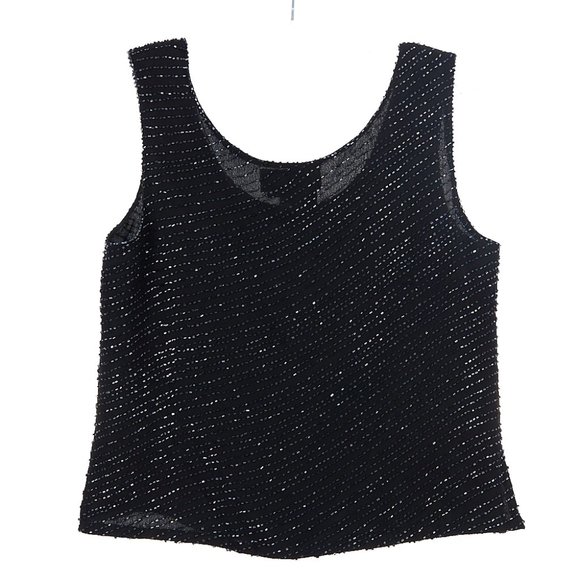 Vintage Papell Boutique 100% Silk Beaded Top Small - Picture 6 of 8